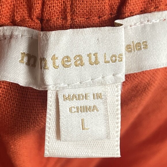 Monteau LA 2 Piece Smocked Tank Wide Leg Pants Burnt Orange Sz Large - Picture 9 of 10